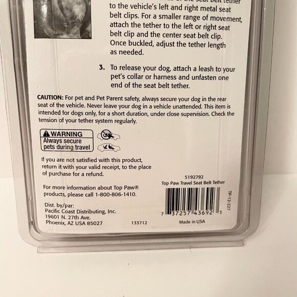 Top Paw Travel Seat Belt Tether for Dog - Picture 7 of 13